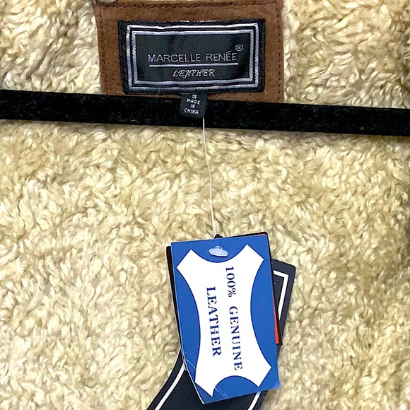 Suede Leather Jacket with Hoodie - Marcelle Renee - Picture 3 of 6